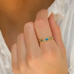 blå zirkon ring i förgyllt silver - Bubbly Twist
