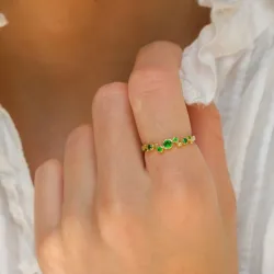 grön zirkon ring i förgyllt silver - Bubbly Twist
