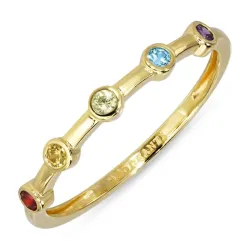 multifärgat zirkon ring i förgyllt silver - Bubbly Twist