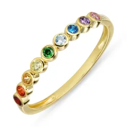multifärgat zirkon ring i förgyllt silver - Bubbly Twist