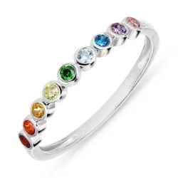 multifärgat zirkon ring i silver - Bubbly Twist
