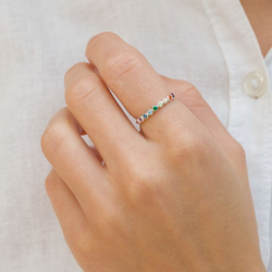 multifärgat zirkon ring i silver - Bubbly Twist
