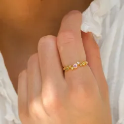 rosa zirkon ring i förgyllt silver - Bubbly Twist