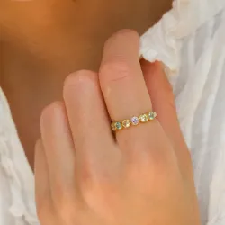 multifärgat zirkon ring i förgyllt silver - Bubbly Twist