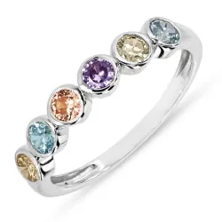 multifärgat zirkon ring i silver - Bubbly Twist