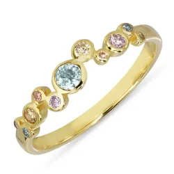 multifärgat zirkon ring i förgyllt silver - Bubbly Twist