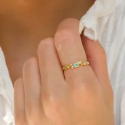 multifärgat zirkon ring i förgyllt silver - Bubbly Twist