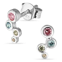 multifärgade zirkon örhängestift i silver - Bubbly Twist