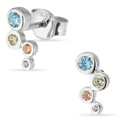 multifärgade zirkon örhängestift i silver - Bubbly Twist