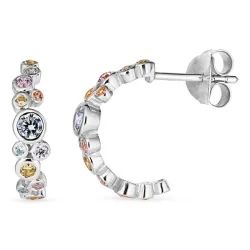multifärgade zirkon halvcreol i silver - Bubbly Twist