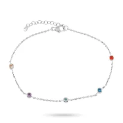 multifärgat zirkon armband i silver