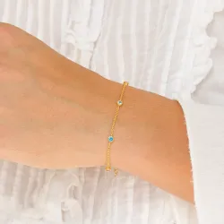 multifärgat zirkon armband i förgyllt silver