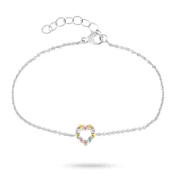 hjärta multifärgat zirkon armband i silver