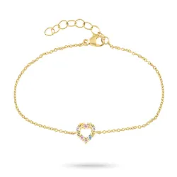 hjärta multifärgat zirkon armband i förgyllt silver