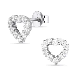 hjärta zirkon örhängestift i silver