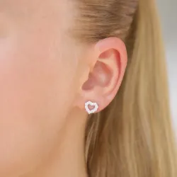 hjärta zirkon örhängestift i silver