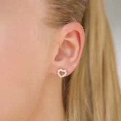 hjärta multifärgade zirkon örhängestift i förgyllt silver