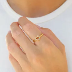 hjärta multifärgat zirkon ring i förgyllt silver