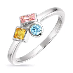 multifärgat zirkon ring i silver