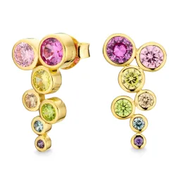 multifärgat zirkon örhängen i förgyllt silver - Bubbly Twist