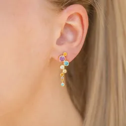 multifärgat zirkon örhängen i förgyllt silver - Bubbly Twist