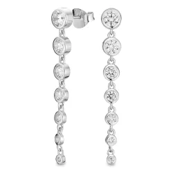 långa zirkon örhängen i silver - Bubbly Sparkle
