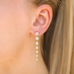 långa zirkon örhängen i förgyllt silver - Bubbly Sparkle