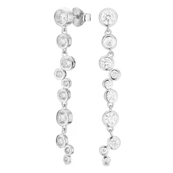 långa zirkon örhängen i silver - Bubbly Sparkle