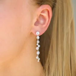 långa zirkon örhängen i silver - Bubbly Sparkle