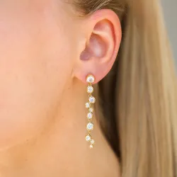 långa zirkon örhängen i förgyllt silver - Bubbly Sparkle