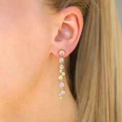 långa multifärgat zirkon örhängen i förgyllt silver - Bubbly Twist