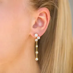långa zirkon örhängen i förgyllt silver - Bubbly Sparkle