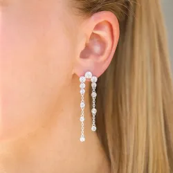 långa zirkon örhängen i silver - Bubbly Sparkle