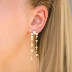 långa zirkon örhängen i förgyllt silver - Bubbly Sparkle