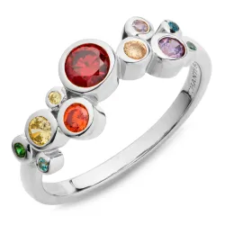 multifärgat zirkon ring i silver - Bubbly Twist