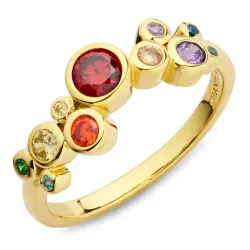 multifärgat zirkon ring i förgyllt silver - Bubbly Twist