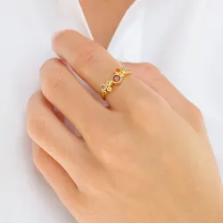 multifärgat zirkon ring i förgyllt silver - Bubbly Twist