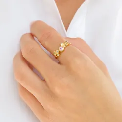 multifärgat zirkon ring i förgyllt silver - Bubbly Twist