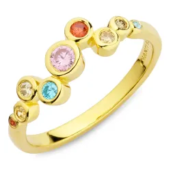multifärgat zirkon ring i förgyllt silver - Bubbly Twist