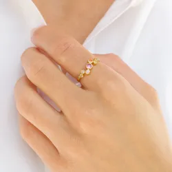 multifärgat zirkon ring i förgyllt silver - Bubbly Twist