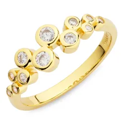 zirkon ring i förgyllt silver - Bubbly Sparkle