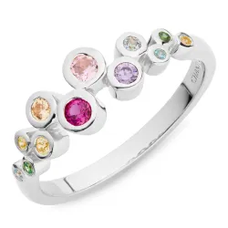 multifärgat zirkon ring i silver - Bubbly Twist