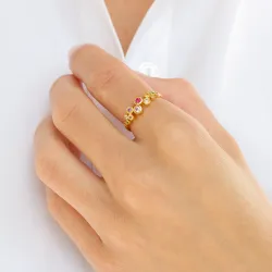 multifärgat zirkon ring i förgyllt silver - Bubbly Twist