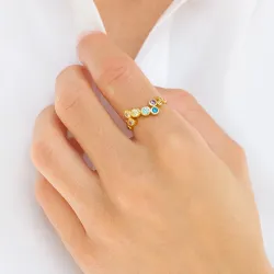 multifärgat zirkon ring i förgyllt silver - Bubbly Twist