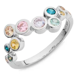 multifärgat zirkon ring i silver - Bubbly Twist