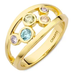 multifärgat zirkon ring i förgyllt silver - Bubbly Twist