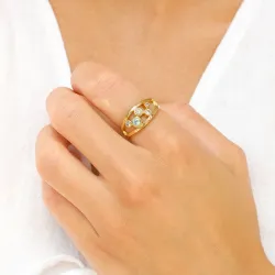 multifärgat zirkon ring i förgyllt silver - Bubbly Twist