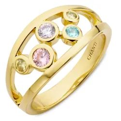 multifärgat zirkon ring i förgyllt silver - Bubbly Twist