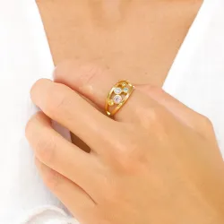 multifärgat zirkon ring i förgyllt silver - Bubbly Twist