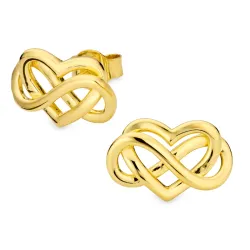 hjärta infinity örhängestift i förgyllt silver - Amoré